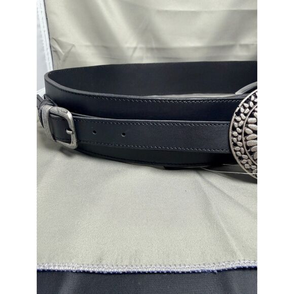NWT Free People Statement Medallion Wide Leather Belt in Black M/L main image 7